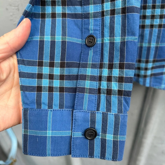 Burberry Blue Plaid Check Button Down Shirt, size Small - Picture 3 of 8
